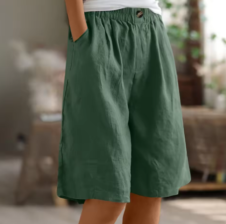 Women's Wide Leg Bermuda Shorts | Elastic Waist Casual-9