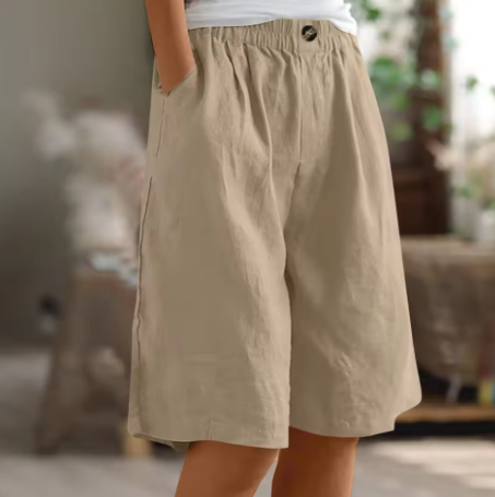 Women's Wide Leg Bermuda Shorts | Elastic Waist Casual-8