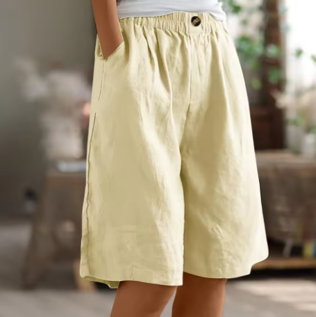 Women's Wide Leg Bermuda Shorts | Elastic Waist Casual-3