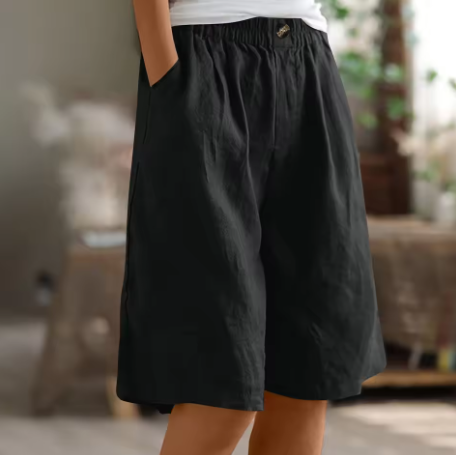 Women's Wide Leg Bermuda Shorts | Elastic Waist Casual-10