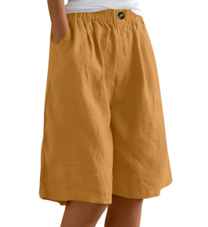 Women's Wide Leg Bermuda Shorts | Elastic Waist Casual-13