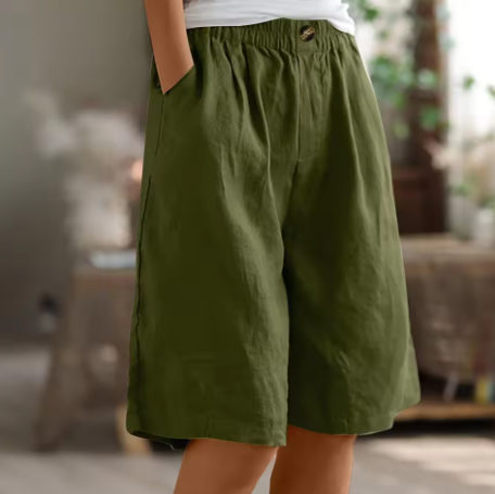 Women's Wide Leg Bermuda Shorts | Elastic Waist Casual-1