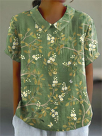 Women's Embroidered Floral Blouse | Short Sleeve Collar-4