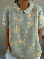 Women's Embroidered Floral Blouse | Short Sleeve Collar-1