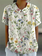 Women's Embroidered Floral Blouse | Short Sleeve Collar-2
