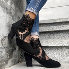 Women's Lace Block Heel Boots | Evening Party-2