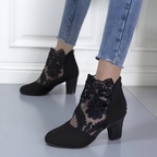 Women's Lace Block Heel Boots | Evening Party-3