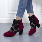 Women's Lace Block Heel Boots | Evening Party-6