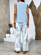 Women's Layered Tank Top Wide Leg Pants Set | Leaf Print-8