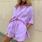 Women's Summer Casual Shirt & Shorts Set | 2 Piece-6