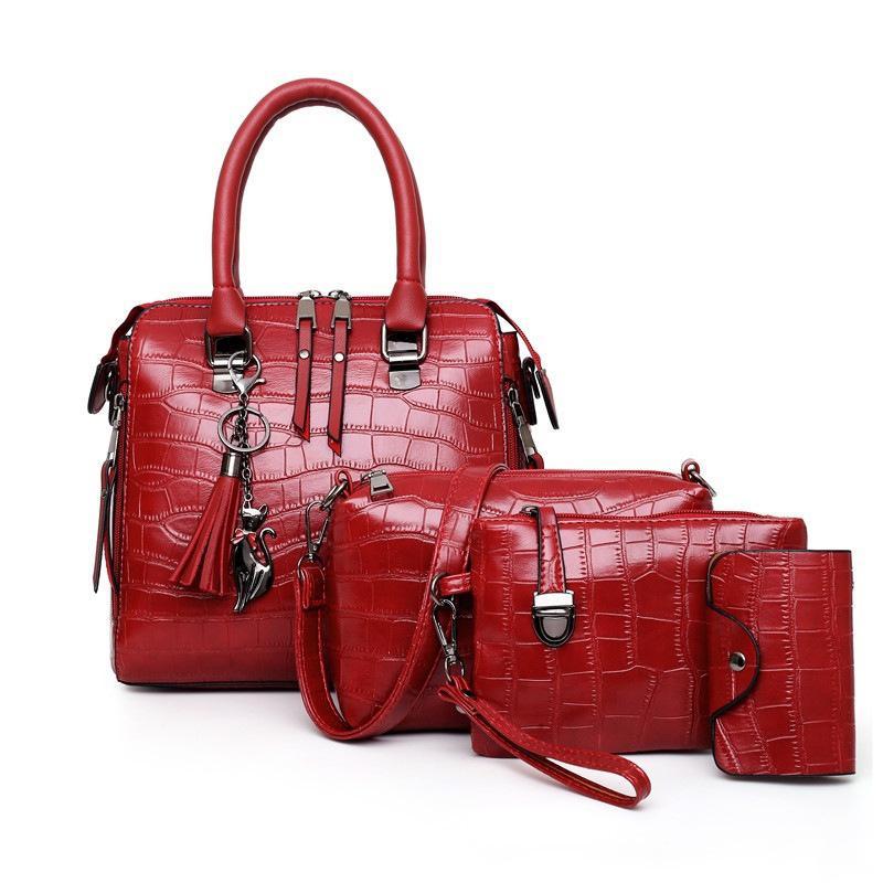 Women's Crocodile 4-Piece Bag Set | Handbag Wallet-13