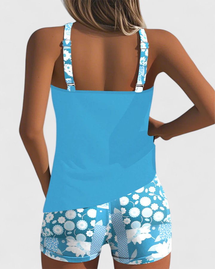 Women's Floral Tankini Set | Summer High Waist-3
