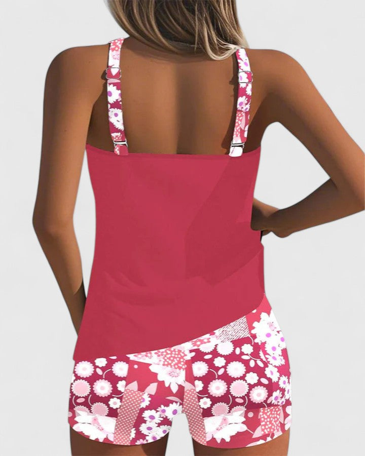 Women's Floral Tankini Set | Summer High Waist-9
