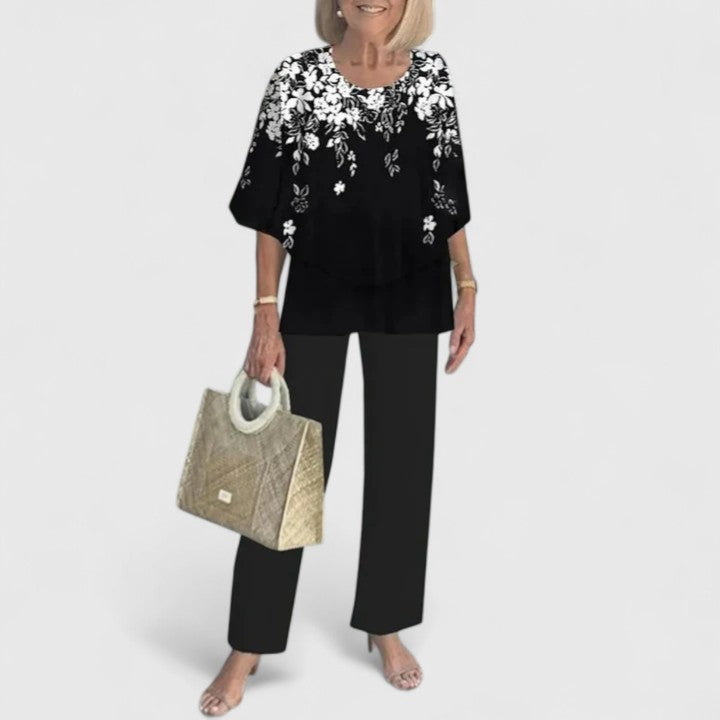 Women's Floral Wide Leg Two-Piece Set | Casual-13