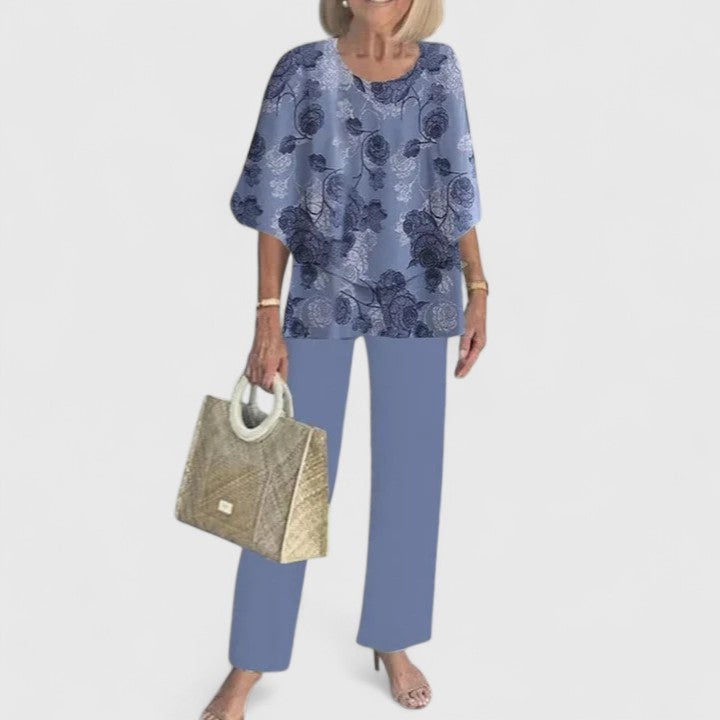 Women's Floral Wide Leg Two-Piece Set | Casual-8