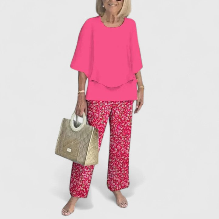 Women's Floral Wide Leg Two-Piece Set | Casual-7