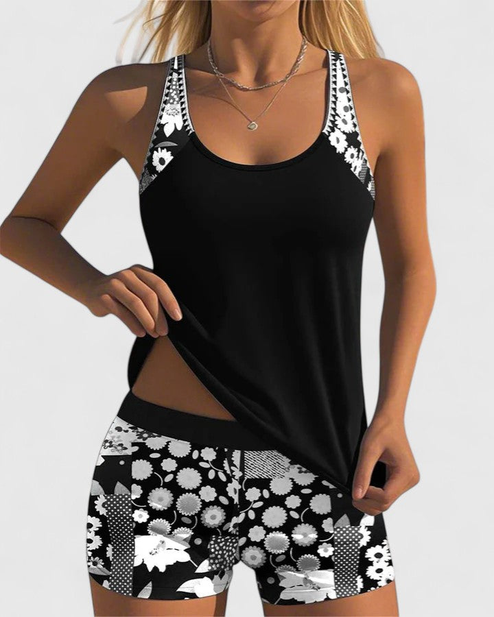 Women's Floral Tankini Set | Summer High Waist-4