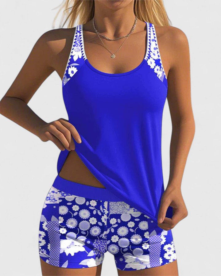 Women's Floral Tankini Set | Summer High Waist-1