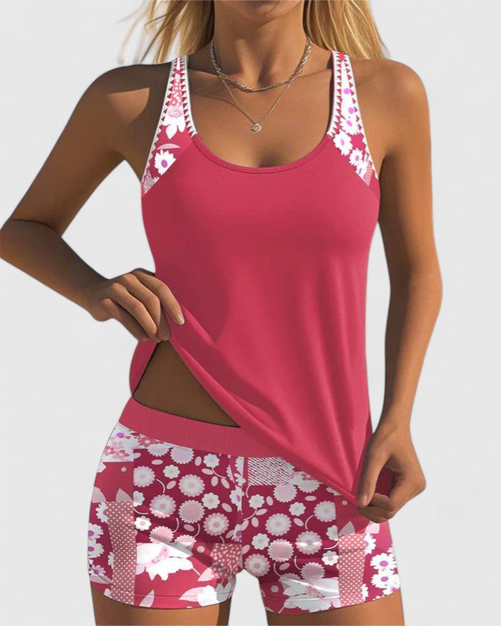 Women's Floral Tankini Set | Summer High Waist-8