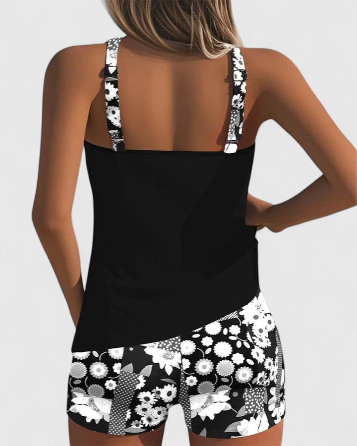 Women's Floral Tankini Set | Summer High Waist-5