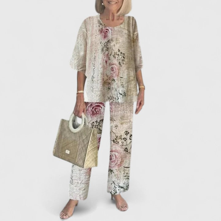 Women's Floral Wide Leg Two-Piece Set | Casual-12