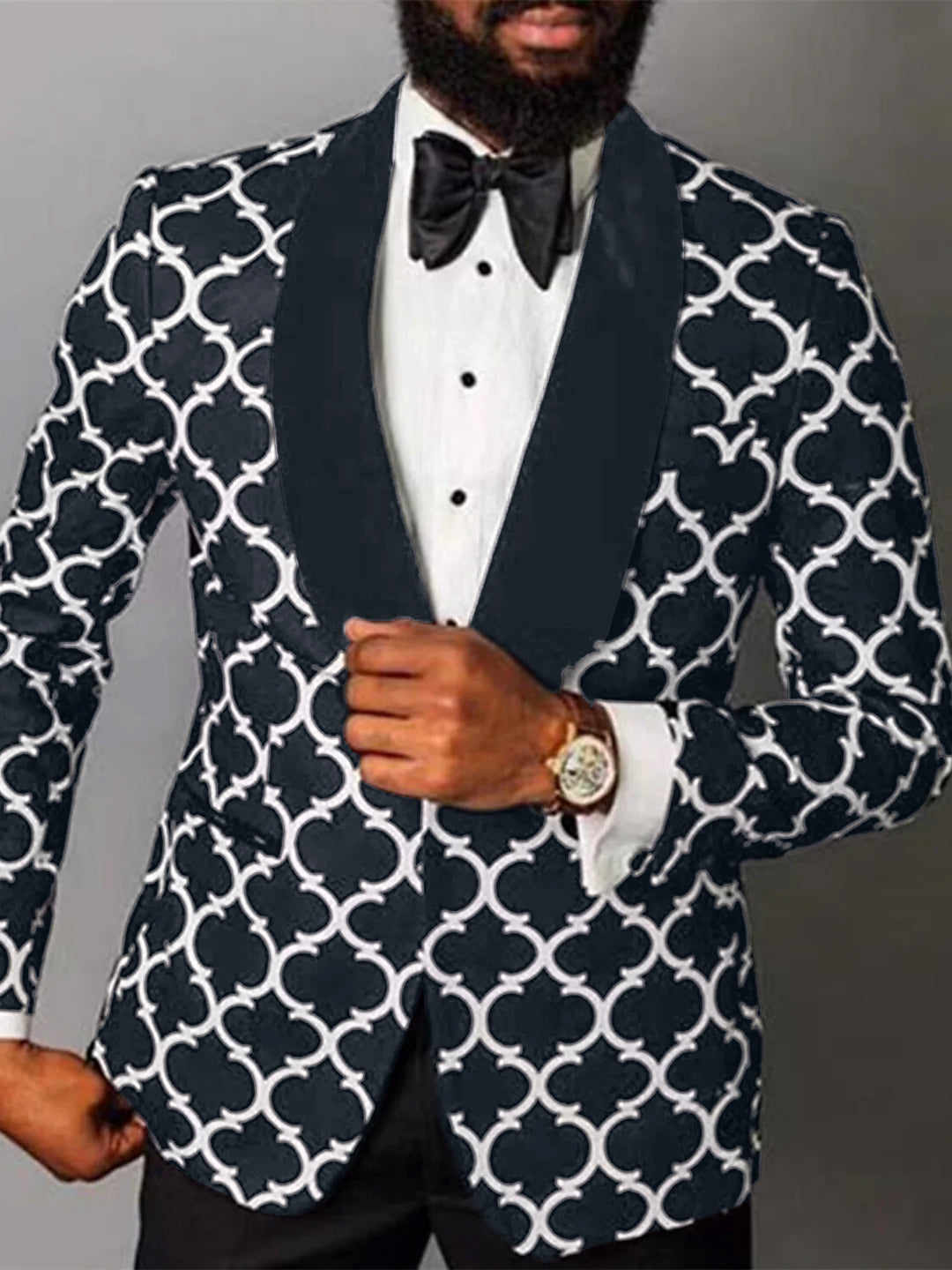 Men's Formal Party Jacket | Checkered Single Breasted-1