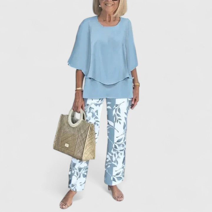 Women's Floral Wide Leg Two-Piece Set | Casual-11