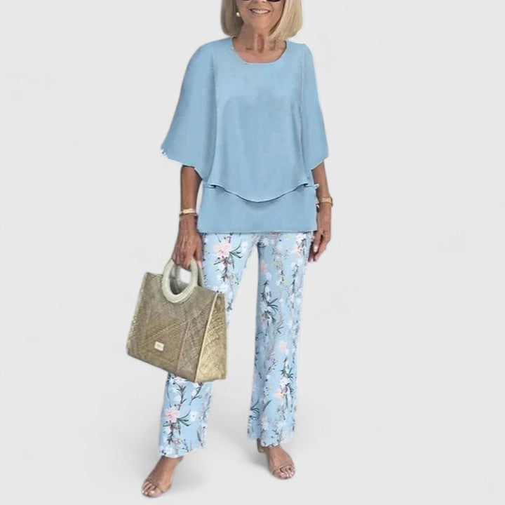 Women's Floral Wide Leg Two-Piece Set | Casual-9