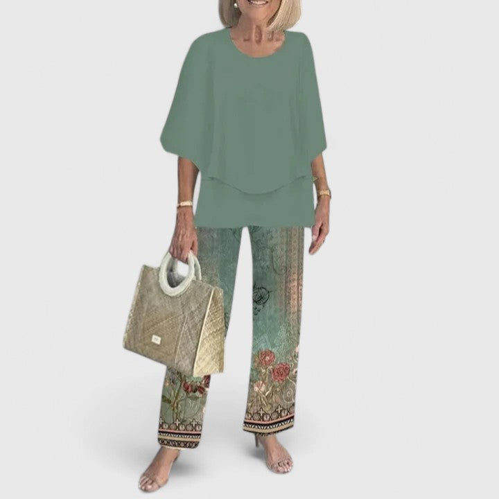 Women's Floral Wide Leg Two-Piece Set | Casual-5