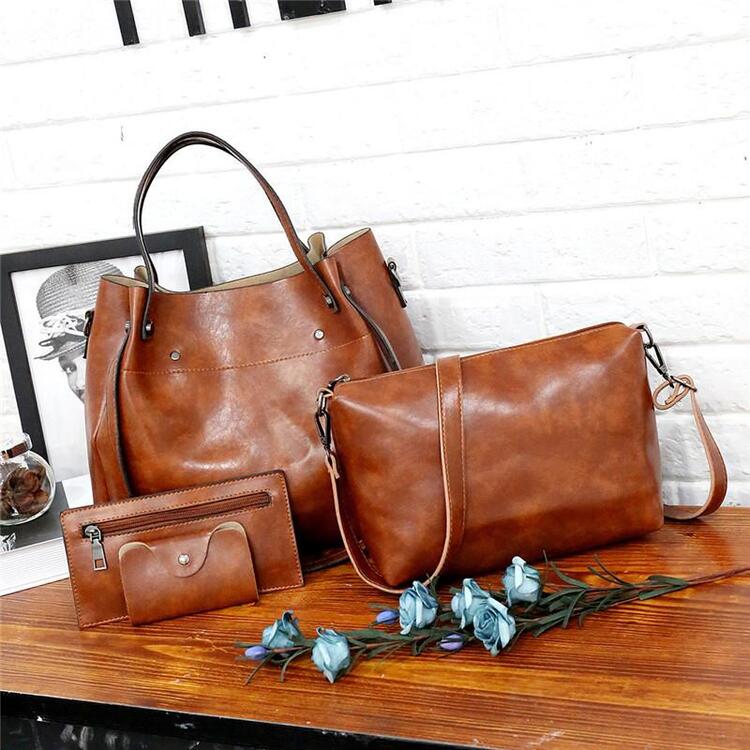 Women's Vintage Bag Set | 4-Piece Tote Crossbody-1