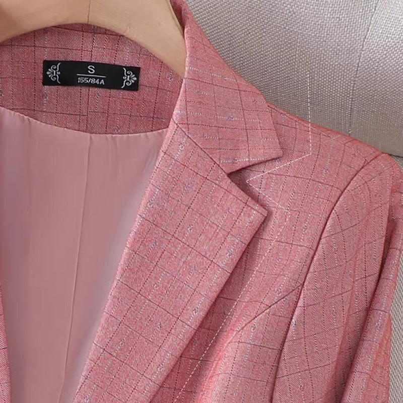 Women's Casual Blazer | Grid Pattern-2
