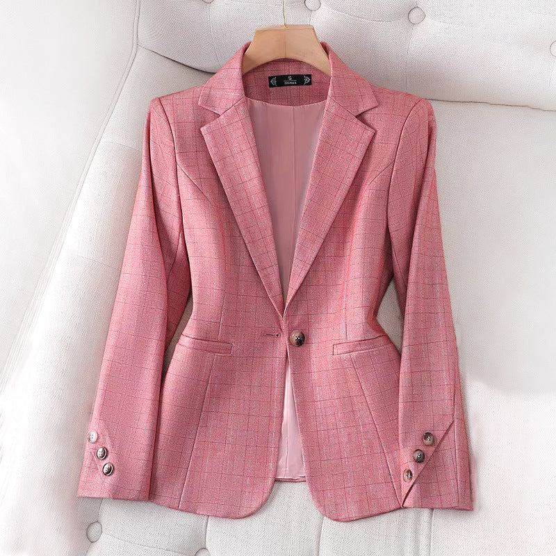 Women's Casual Blazer | Grid Pattern-1