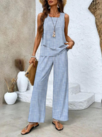 Women's Layered Tank Top Wide Leg Pants Set | Leaf Print-5