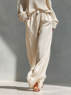 Women's Casual Wide Leg Pant Set | Cold Shoulder-6