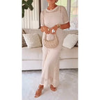 Women's Open Knit Maxi Dress | Short Sleeve Coverup-6