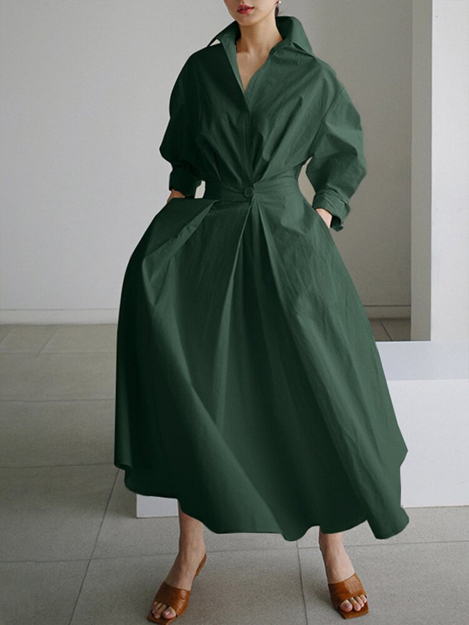Women's Wrap Waist Maxi Dress | Pleated A-Line-7