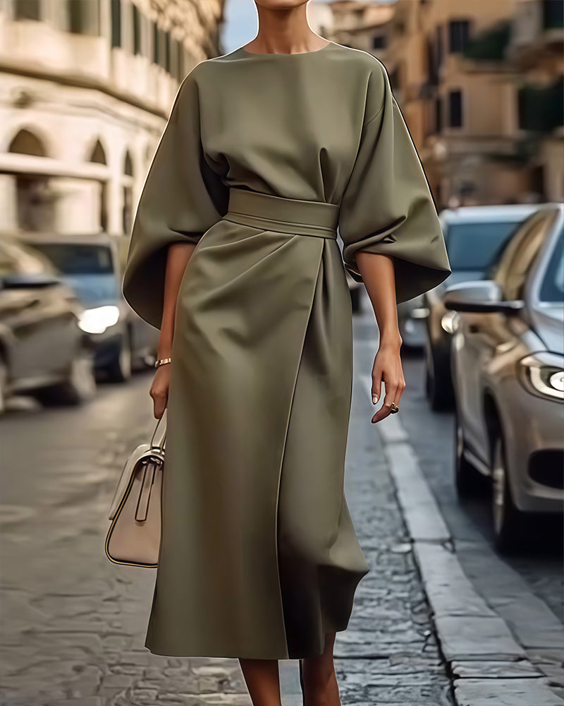Women's Elegant Midi Wrap Dress | Formal Evening-2