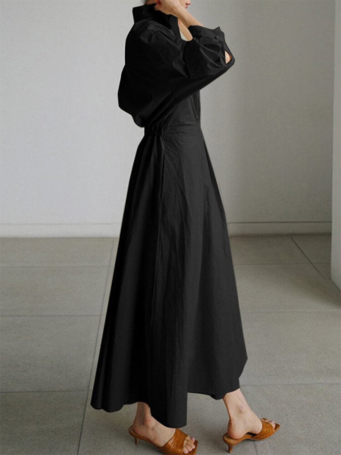 Women's Wrap Waist Maxi Dress | Pleated A-Line-6
