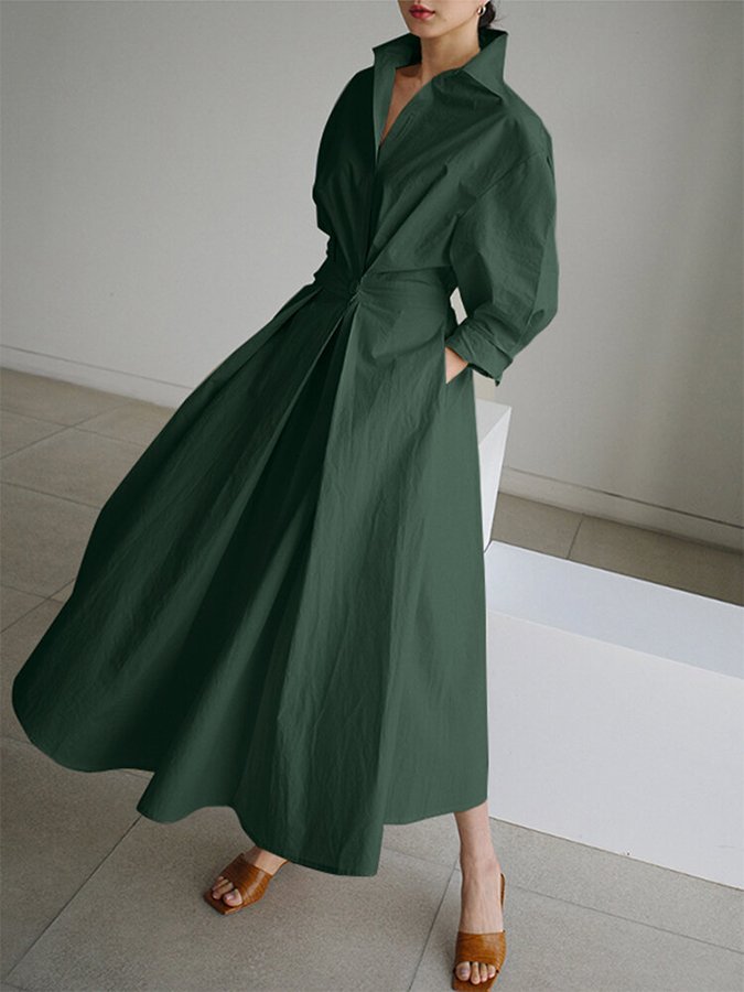 Women's Wrap Waist Maxi Dress | Pleated A-Line-8