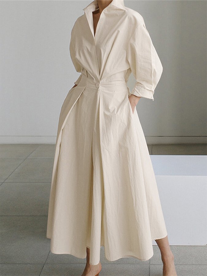 Women's Wrap Waist Maxi Dress | Pleated A-Line-1