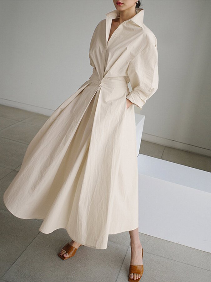Women's Wrap Waist Maxi Dress | Pleated A-Line-2