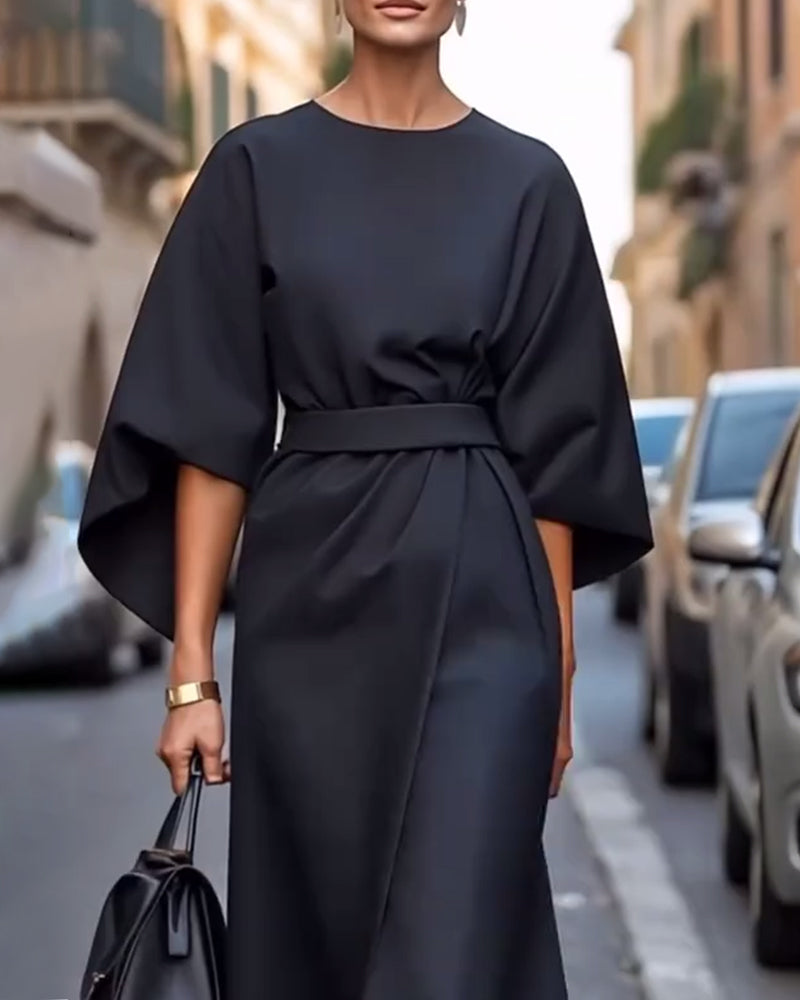Women's Elegant Midi Wrap Dress | Formal Evening-5