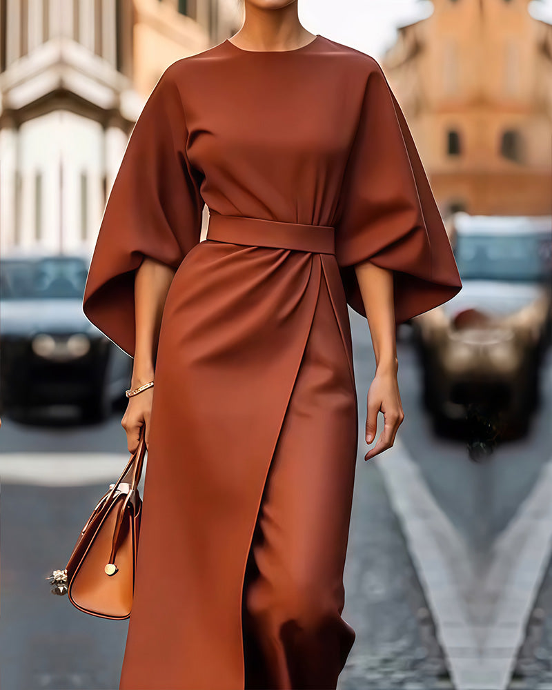 Women's Elegant Midi Wrap Dress | Formal Evening-3
