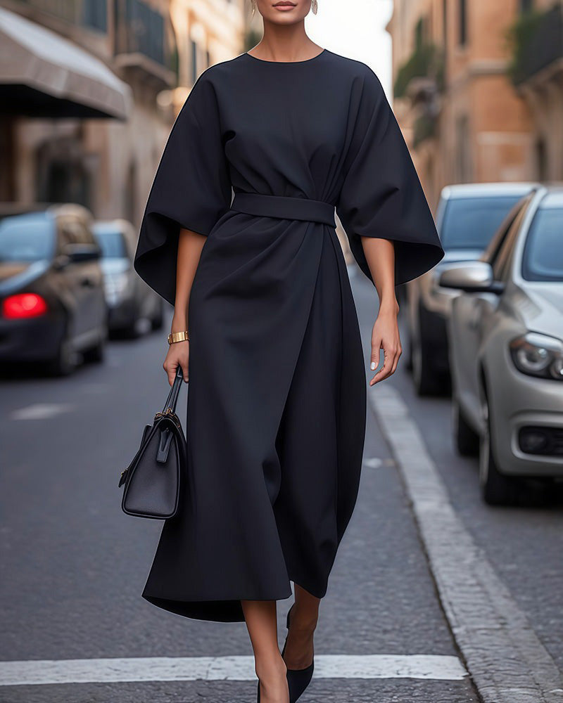 Women's Elegant Midi Wrap Dress | Formal Evening-1