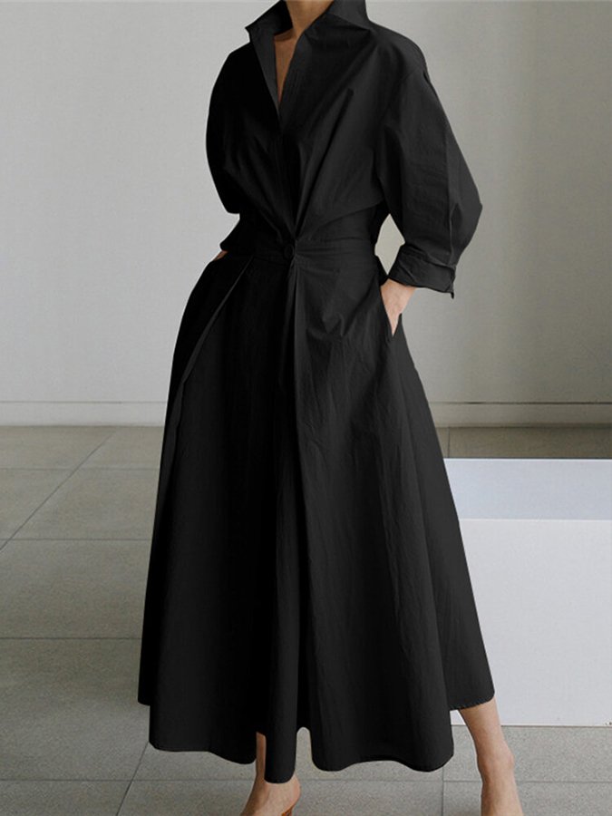 Women's Wrap Waist Maxi Dress | Pleated A-Line-4