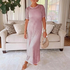 Women's Open Knit Maxi Dress | Short Sleeve Coverup-2