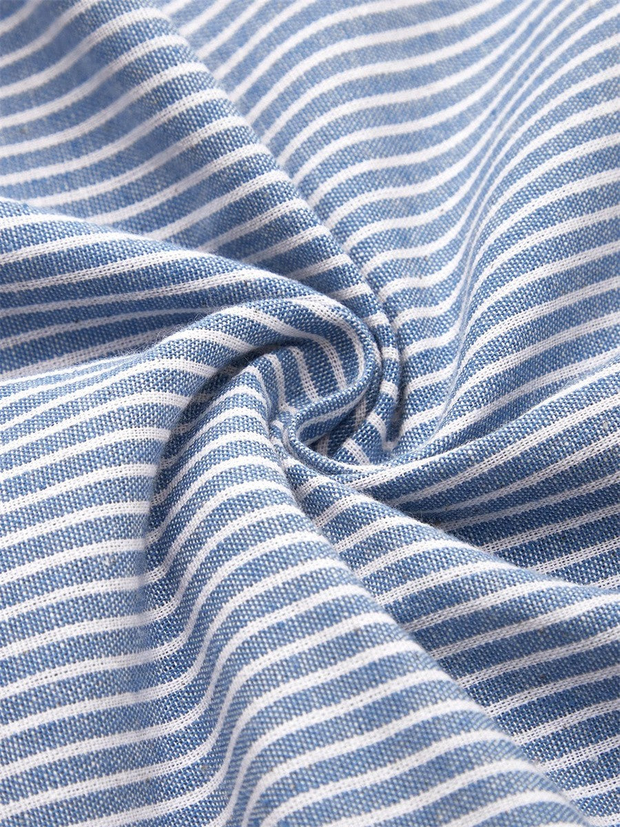 Women's Striped Midi Dress | Button Detail Pockets-3