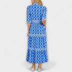 Women's Chain Print Maxi Dress | Tiered V-Neck-8