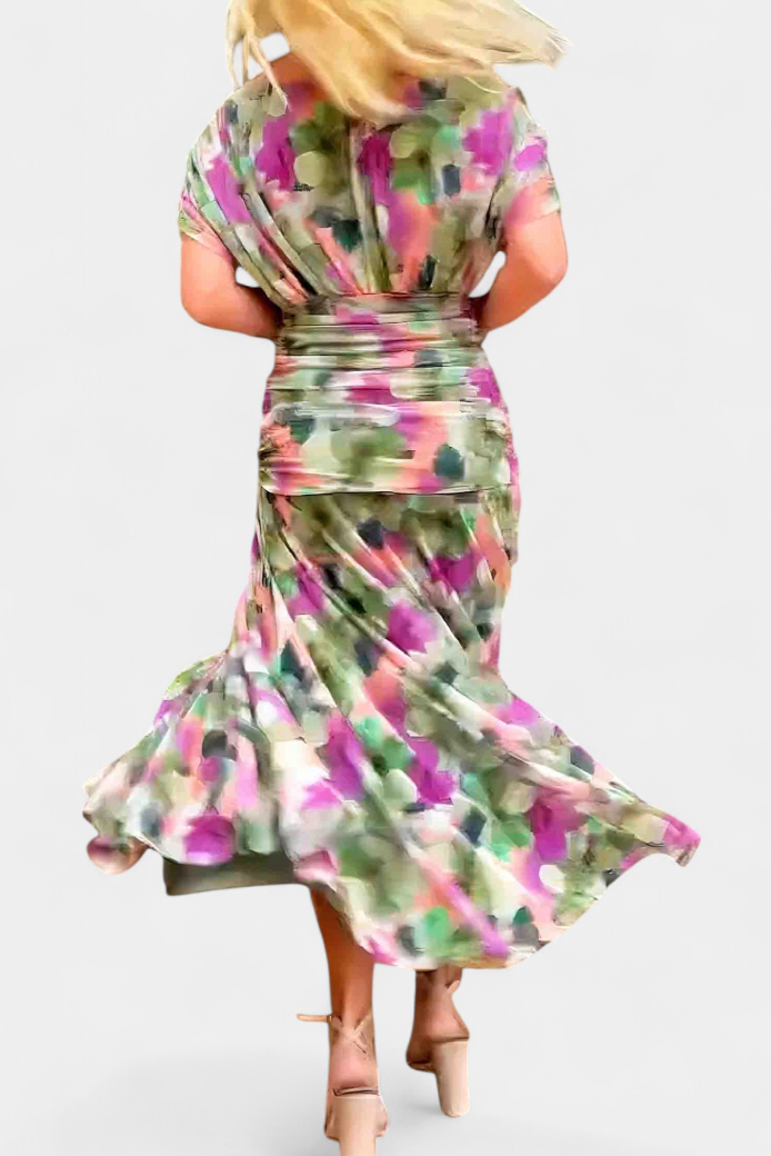 Women's Off Shoulder Ruched Gown | V Neck Maxi-10