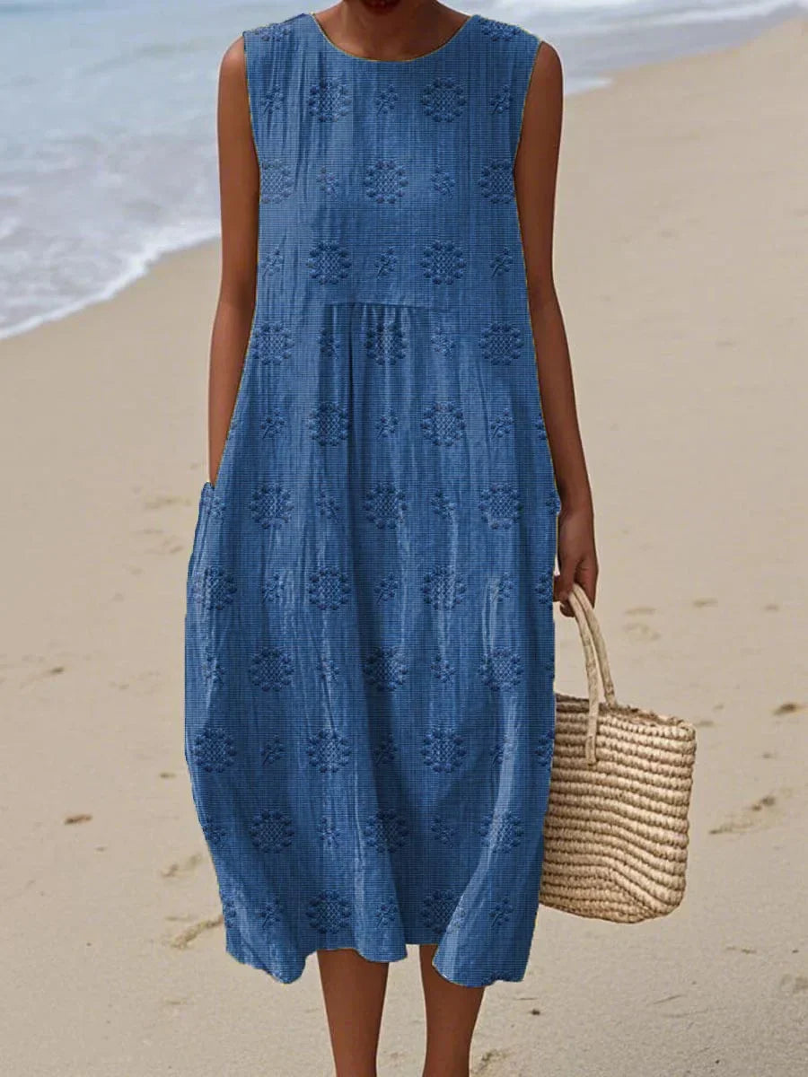Women's Sleeveless Midi Dress | Embroidered Summer-2